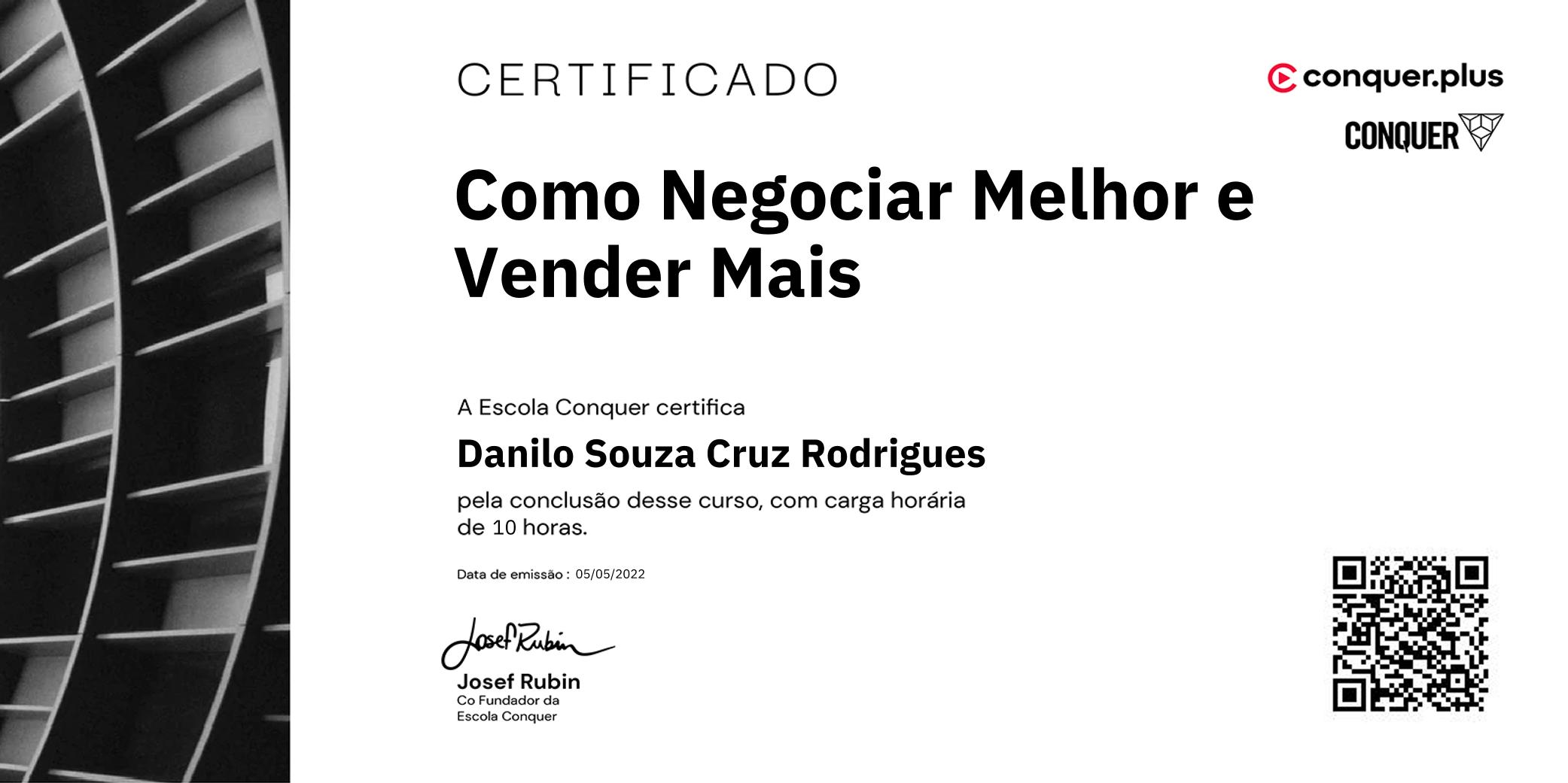 Certificado de Como Negociar Melhor e Vender Mais